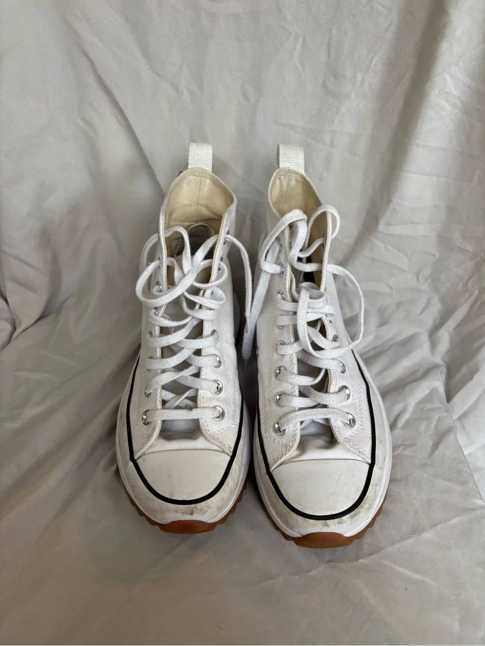 Converse White High-Top Platform Run Star Sneakers - Picture 2 of 3
